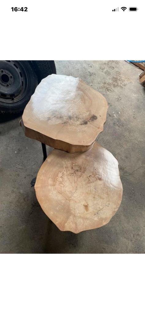 Boomstamtafel salontafel bijzettafel, Huis en Inrichting, Tafels | Bijzettafels, Ophalen, Zo goed als nieuw, Rond, Minder dan 55 cm