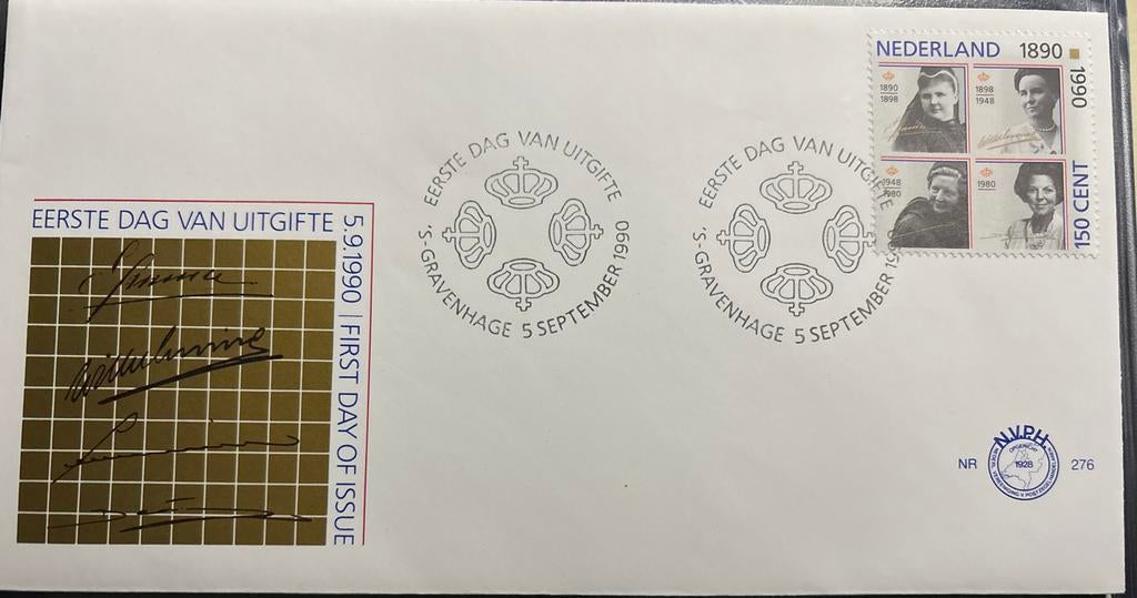 Eerste Dag Envelop Koningshuis 1990 - Nederland, Ophalen of Verzenden, Zo goed als nieuw, Nederland, Postzegel(s) of Munt(en)