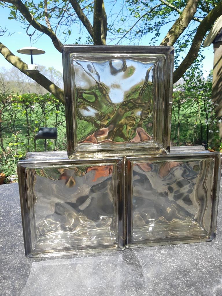 3 glas blokken, bouwblokken, Doe-het-zelf en Verbouw, Glas en Ramen, Gebruikt, Minder dan 80 cm, Minder dan 80 cm, Overige typen
