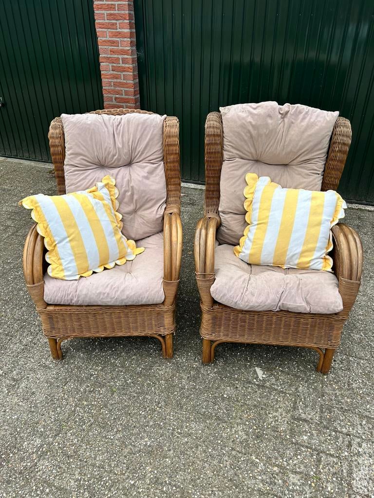 2 tuin faiteuills/tuinstoelen/rotan, Ophalen, Gebruikt, Rotan
