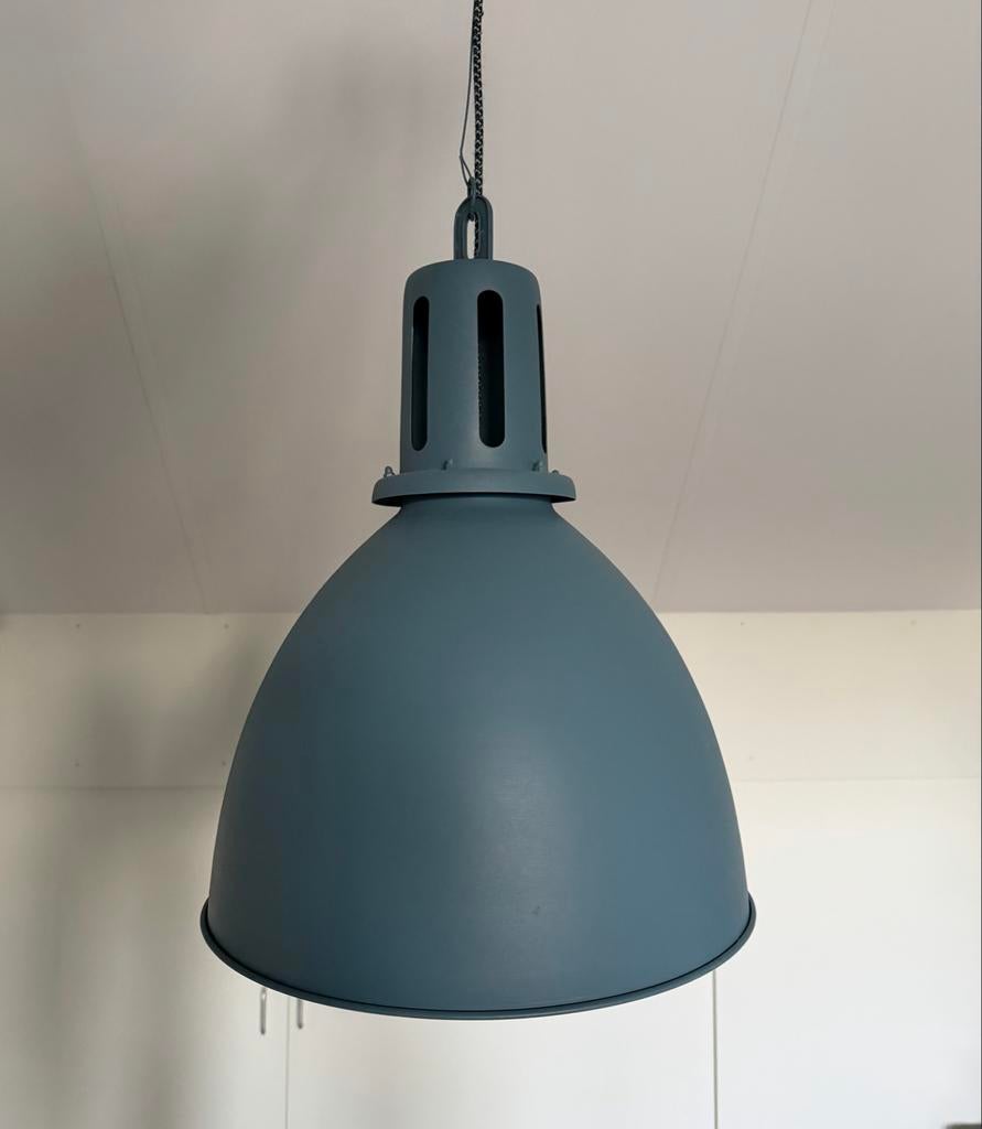 Hanglamp blauwgrijs, Ophalen, Zo goed als nieuw, Metaal, 50 tot 75 cm