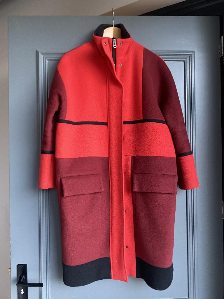 Samsoe Samsoe jas | rood | wol | S, Kleding | Dames, Jassen | Winter, Ophalen of Verzenden, Samsoe Samsoe, Maat 36 (S), Gedragen