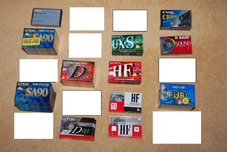 Cassettebandjes nieuw originele seal diverse merken en types, Cd's en Dvd's, Cassettebandjes, Nieuw in verpakking, Onbespeeld