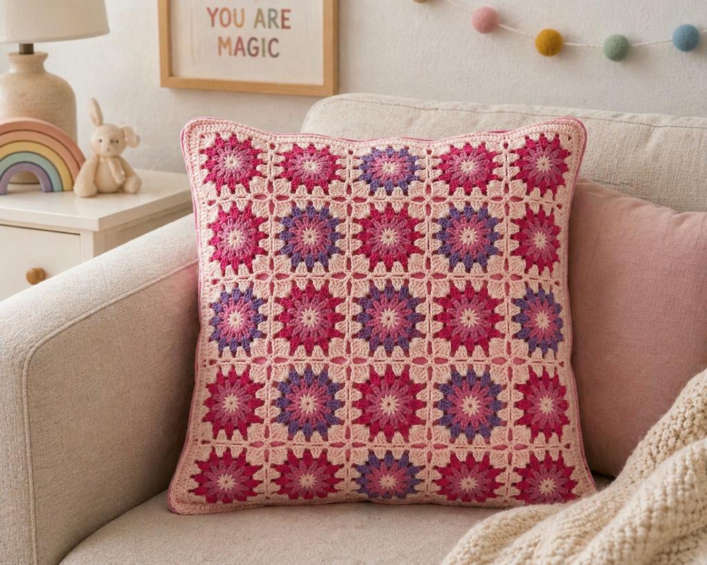 Mooie gehaakte kussenhoes, Huis en Inrichting, Woonaccessoires | Kussens, Ophalen of Verzenden, Nieuw, Vierkant