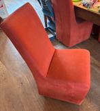 Set van 6 comfortabele eetkamerstoelen - Oranje stof, Ophalen, Gebruikt, Overige kleuren, Stof