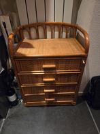 Vintage rotan kastje, Gebruikt, 3 of 4 laden, Minder dan 100 cm, 25 tot 50 cm
