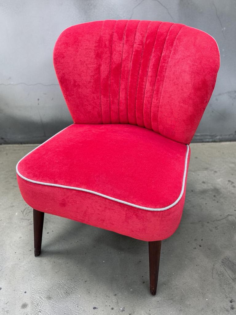 Rode Dutchbone fauteuil, Huis en Inrichting, Fauteuils, Ophalen, Gebruikt, Minder dan 75 cm, Stof