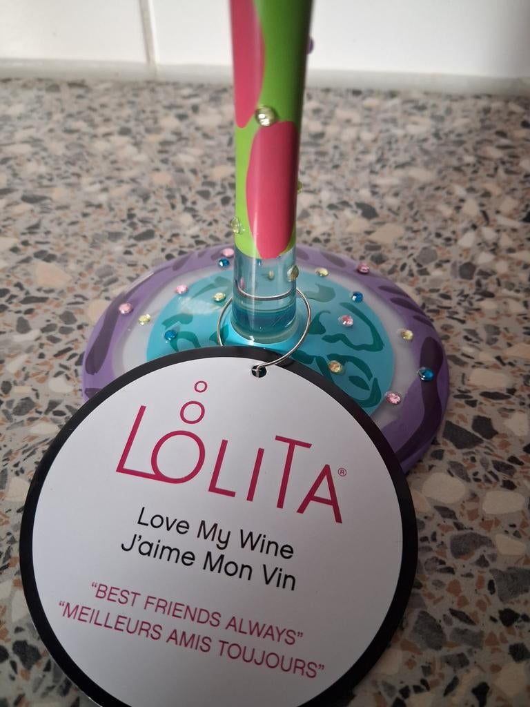 Lolita Wijnglas "Best Friends Always" - Handbeschilderd, Ophalen, Nieuw, Meerkleurig, Overige merken