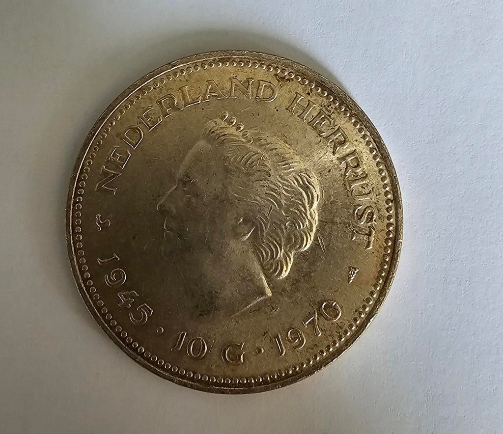 10 gulden 1970 nederland herrijst juliana., Ophalen of Verzenden, Overige landen, Zilver