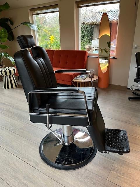 Kappersstoel, Ophalen, Gebruikt, Twee, Zwart