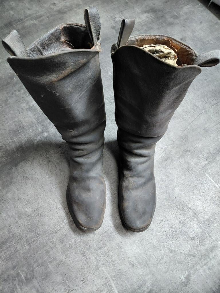 Antieke laarzen hoog model leder militair napoleon?, Antiek en Kunst, Ophalen of Verzenden