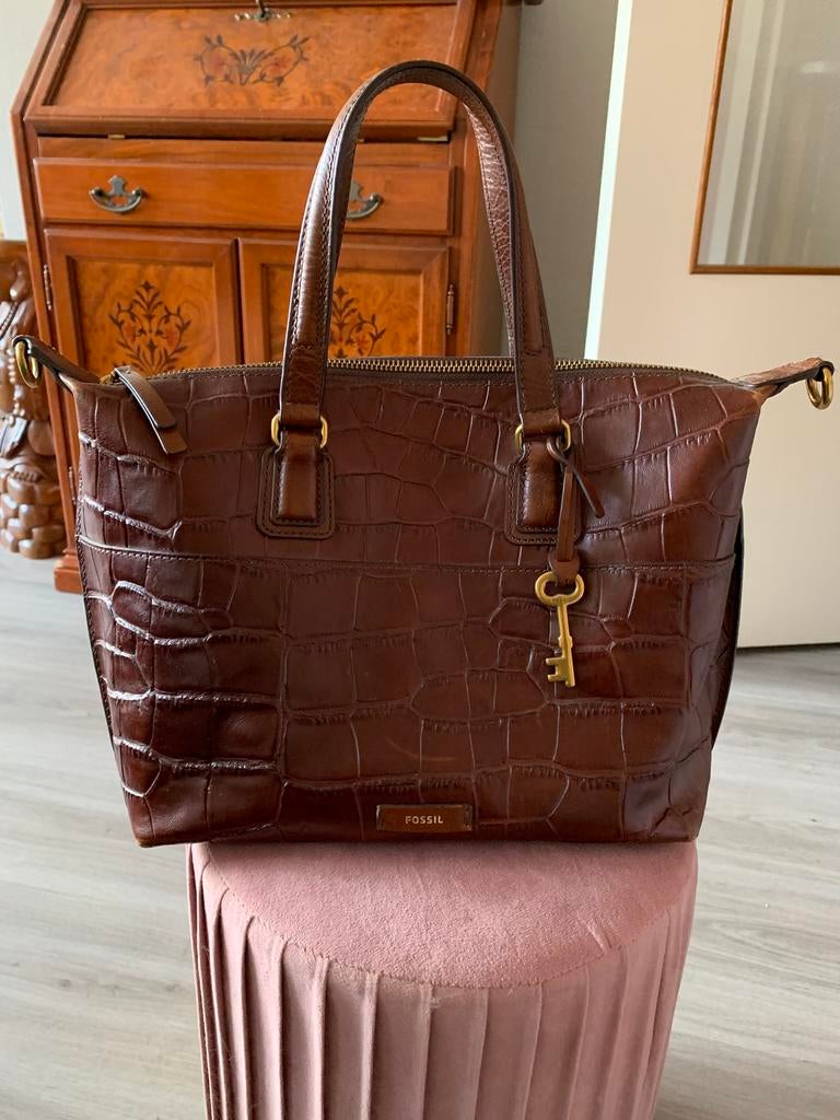 Handtas Fossil, Ophalen of Verzenden, Zo goed als nieuw, Bruin, Handtas