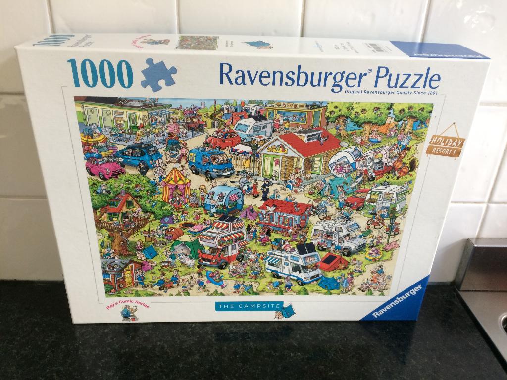 Ravensburger legpuzzel Holiday de campsite 1000 stukjes, Ophalen of Verzenden, 500 t/m 1500 stukjes, Zo goed als nieuw, Legpuzzel
