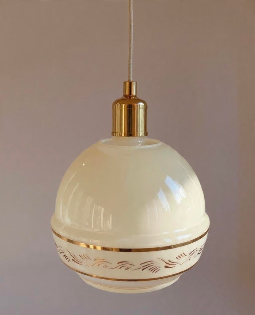 Vintage Lampenkap Art Deco Melkglas, Ophalen of Verzenden, Zo goed als nieuw, Glas, Minder dan 50 cm