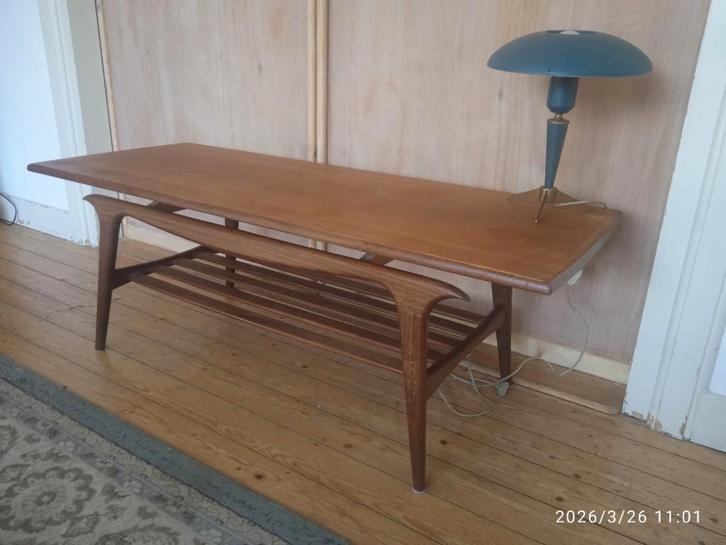 Koffietafel Louis van Teeffelen WeBe Teak jaren 60, Huis en Inrichting, Tafels | Salontafels, Zo goed als nieuw, Minder dan 50 cm