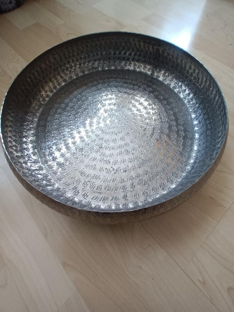 Kaarsenplateau bol 40cm Xenos. Aluminium.  Zilver kleur, Ophalen, Rond, Metaal