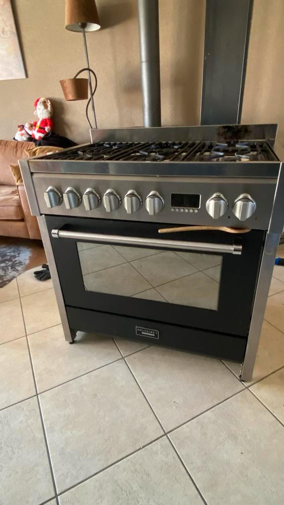 Solitaire gasfornuis met 6 pitten, Witgoed en Apparatuur, Fornuizen, Gebruikt, Vrijstaand, Gas, 5 kookzones of meer, 90 tot 95 cm