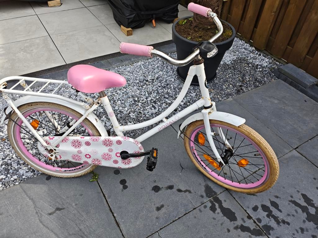 Meisjesfiets kinderfiets Popal 20 inch – wit/roze, Fietsen en Brommers, Fietsen | Meisjes, Ophalen of Verzenden, Gebruikt, 20 inch