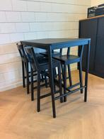 Bartafel zwart (ikea) + 4 barstoelen zie foto’s maatvoering, Ophalen of Verzenden, Gebruikt