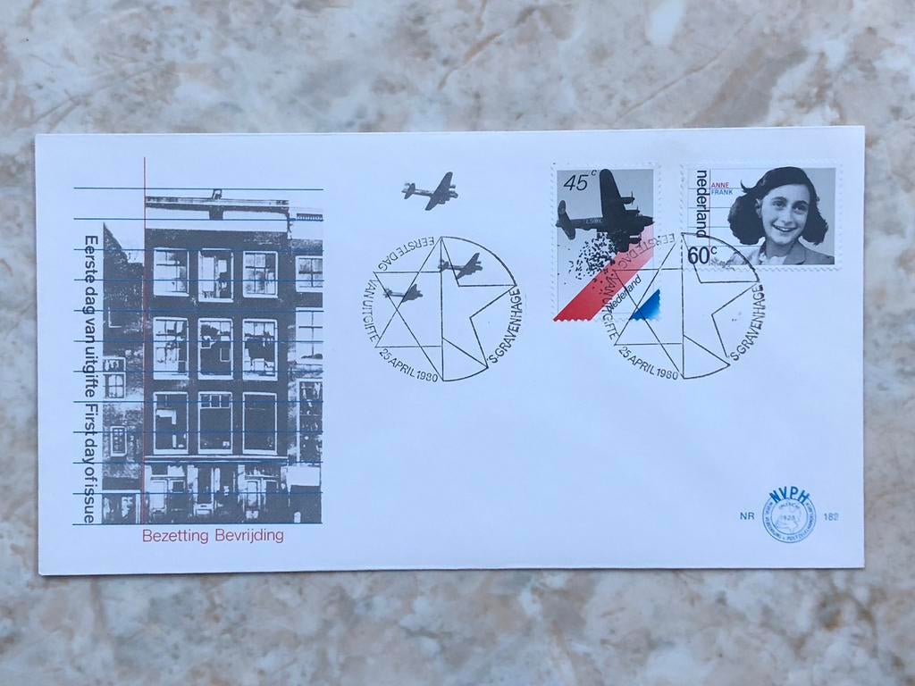 Eerste dag van uitgifte, bezetting bevrijding, 1980., Verzenden, Onbeschreven, Nederland