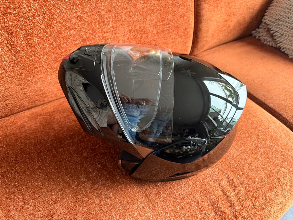 Zwarte systeemhelm met zonnevizier en pinlock, Motoren, Overige merken, XS, Systeemhelm, Heren