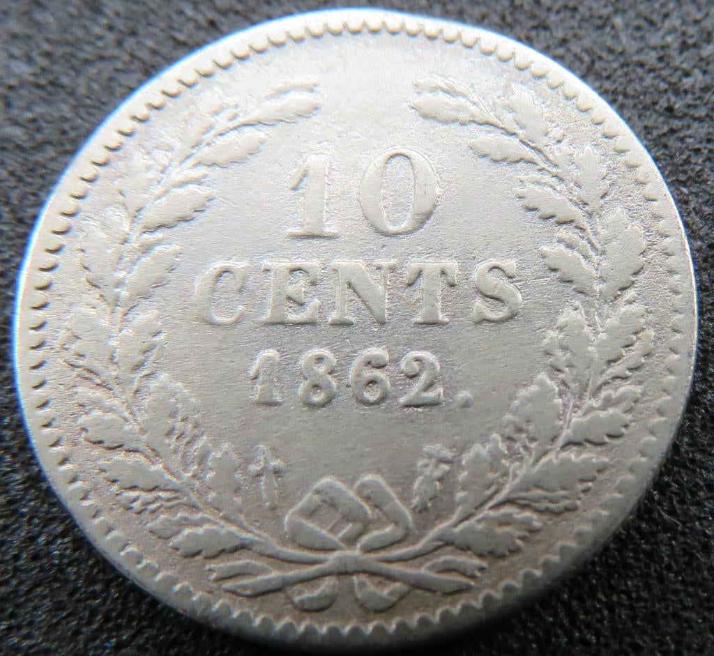 10 Cent 1862, Postzegels en Munten, Munten | Nederland, Koning Willem III, Verzenden, Zilver, 10 cent
