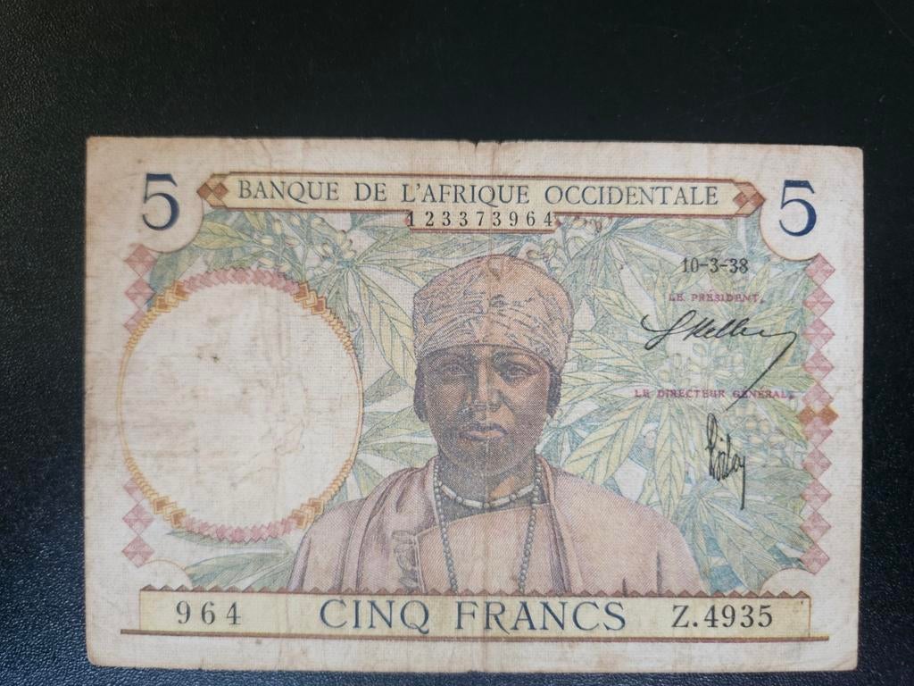 Frans West Afrika pick 21 1938, Postzegels en Munten, Bankbiljetten | Afrika, Ophalen of Verzenden, Overige landen, Los biljet
