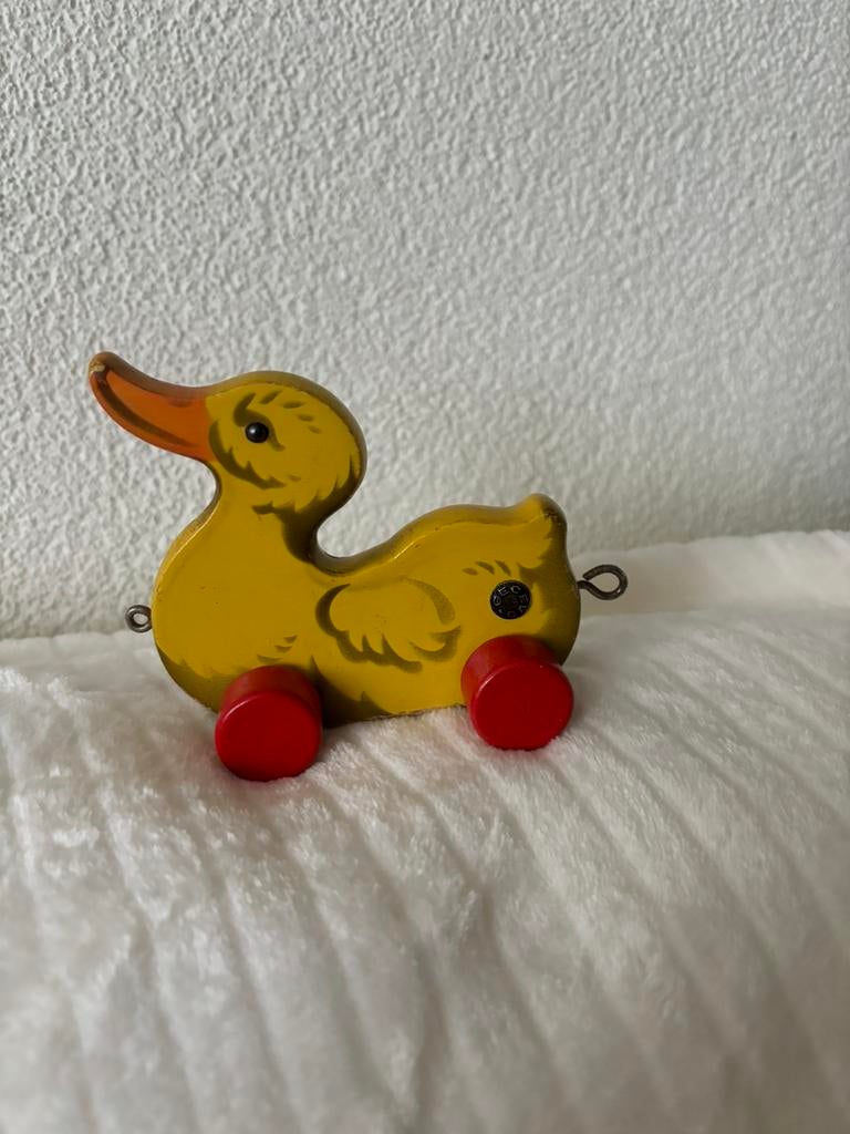 Oude voortrek eend van hout (Geveco), Ophalen of Verzenden