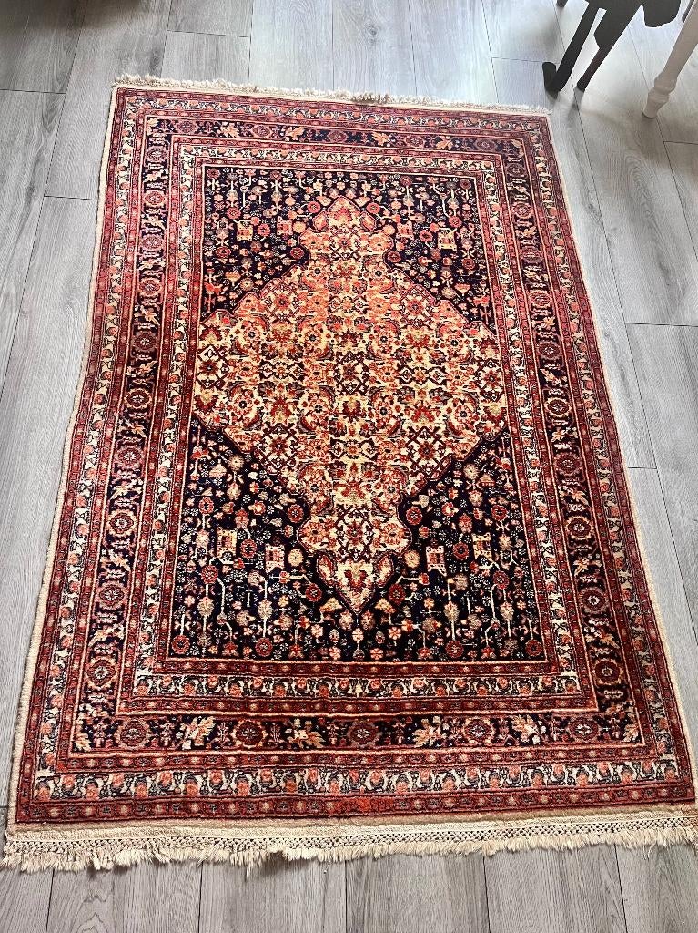 Prachtig Perzisch Tapijt, Gebruikt, 100 tot 150 cm, Blauw, Ophalen of Verzenden