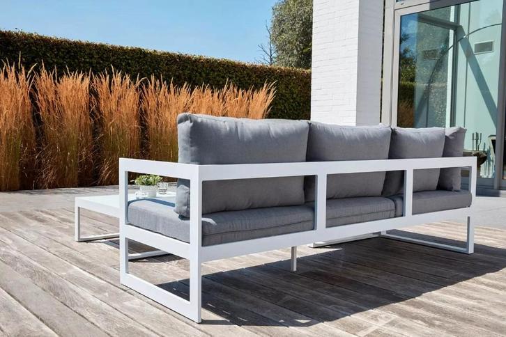 Hoek loungeset wit grijs met tafel nieuw in doos, Tuin en Terras, Tuinsets en Loungesets, Nieuw, Aluminium, Ophalen