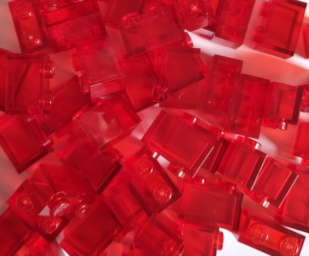 Lego 1x2 brick, Transparant red (per 100), Ophalen of Verzenden, Nieuw, Losse stenen, Lego