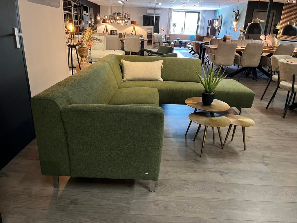 Rolf Benz Linea stof Boucle groen, 250 tot 300 cm, Hoekbank, 75 tot 100 cm, Ophalen of Verzenden