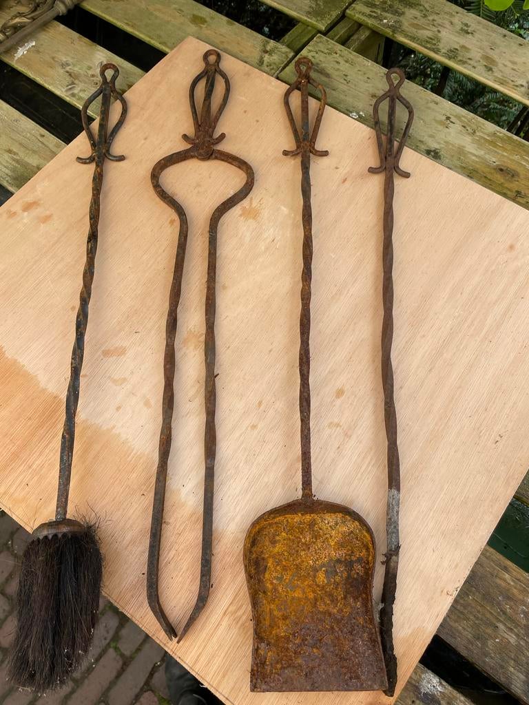 Openhaard set 4-delig van ijzer, Ophalen of Verzenden, Gebruikt, Houthaard