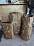 Nieuwe set deco vazen goudkleurig, Nieuw, Ophalen of Verzenden, Minder dan 10 liter, Metaal
