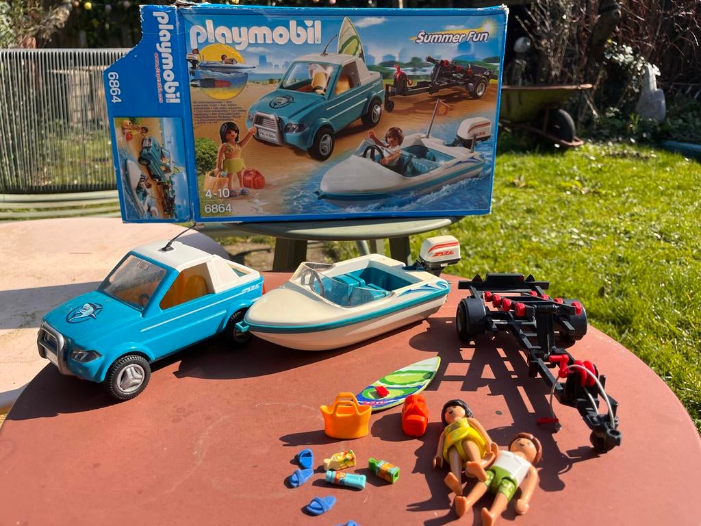Playmobil Summer Fun 6864 auto met boot en aanhanger, Ophalen, Gebruikt, Complete set