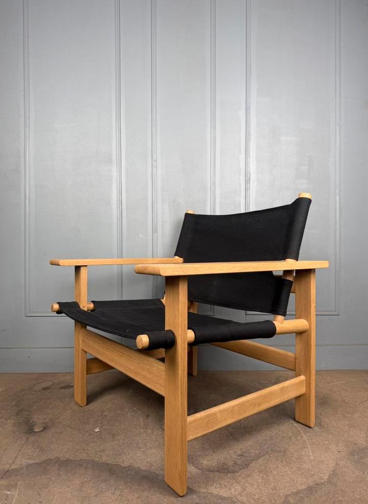 Eiken Fredericia The Canvas Chair design fauteuil, Huis en Inrichting, Fauteuils, Zo goed als nieuw, Hout, Stof, 50 tot 75 cm