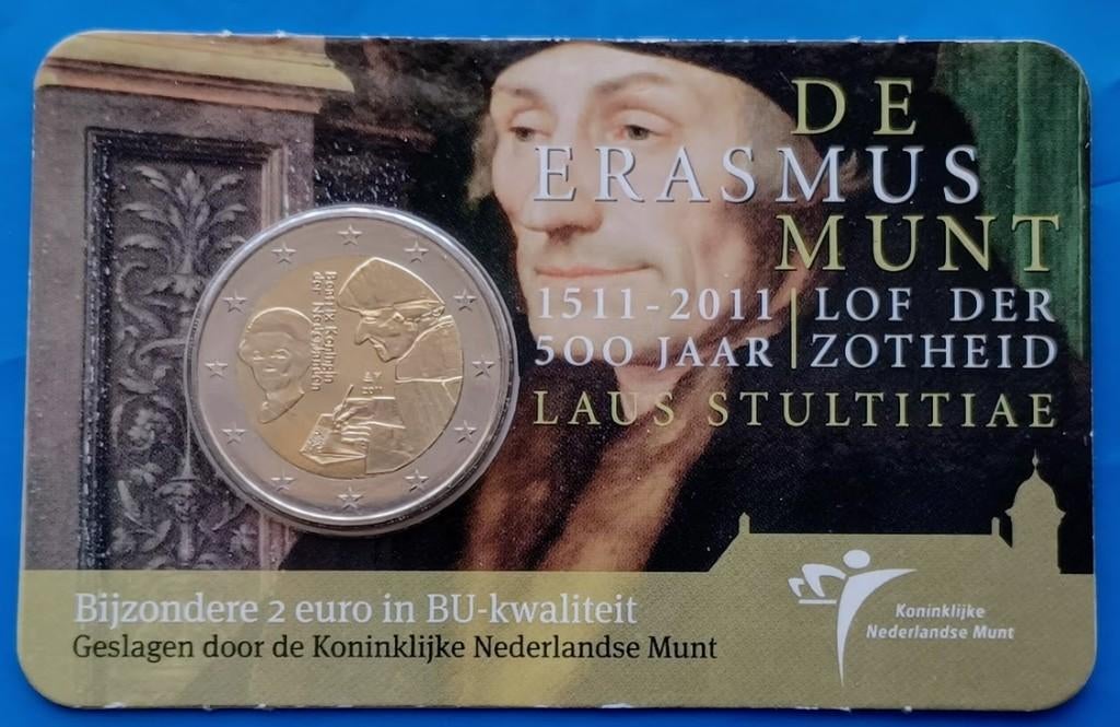 2 Euro Erasmus 2011 - in Coincard BU, Postzegels en Munten, Munten | Nederland, Verzenden, Koningin Beatrix, Euro's, Setje