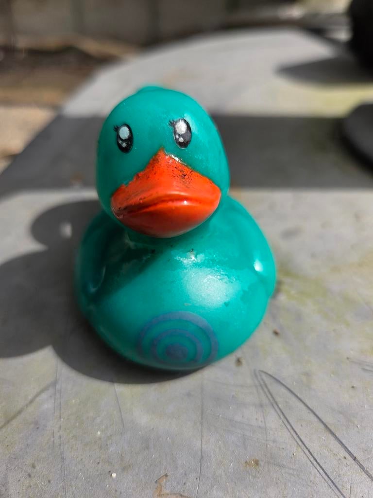 Groene badeend met oranje snavel, Ophalen of Verzenden