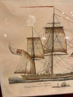 18 eeuws handgekleurd kopergravure, engels koopvaardijschip, Ophalen