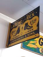 Dubbelzijdig antiek USA tin sign van LaReine Rex shoes., Reclamebord, Gebruikt, ., Ophalen of Verzenden