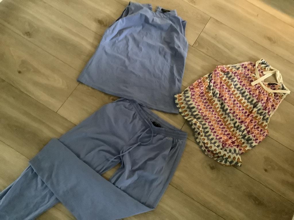 3 delig net een jumpsuit LaDress travelstof M broek en top, Kleding | Dames, Broeken en Pantalons, Maat 38/40 (M), Blauw, Ophalen of Verzenden