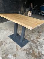 Eikenhouten tafel met RVS zwarte poten, Huis en Inrichting, Ophalen, Gebruikt, 100 tot 150 cm, Eikenhout