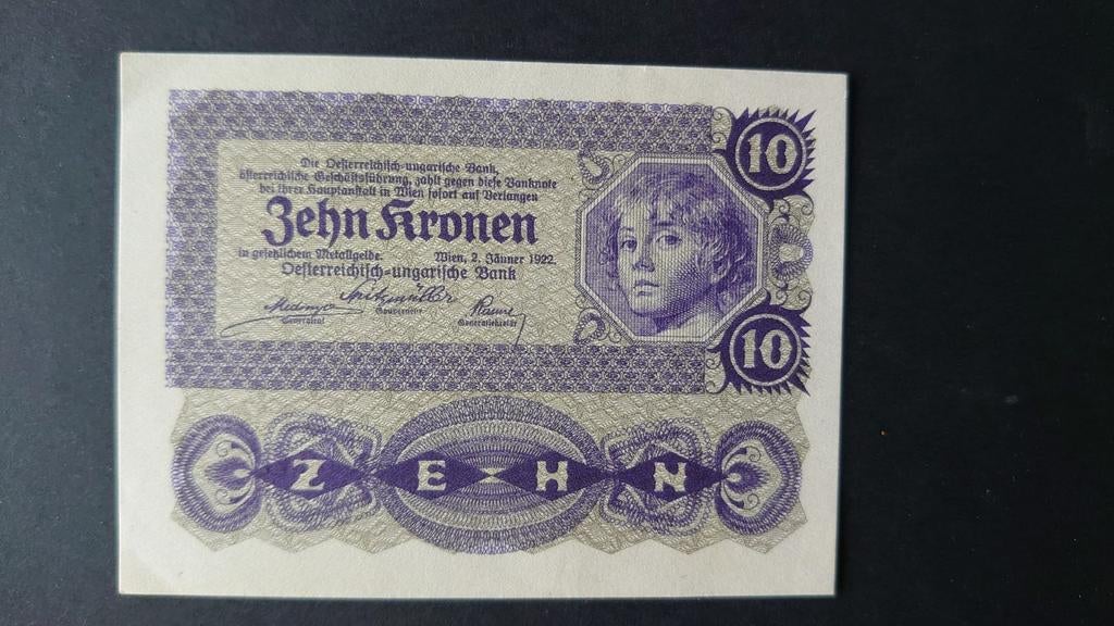 ** Oostenrijk 10 kronen 1922 AUNC p75 **, Ophalen of Verzenden, Oostenrijk, Los biljet