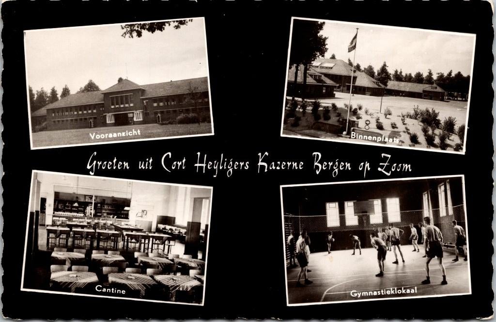 2x Cort Heyligerskazerne Bergen op Zoom (1957/1959), Verzenden, 1940 tot 1960, Gelopen, Noord-Brabant