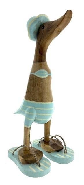 Houten eend Stana S lichtblauw streep, Ophalen, Hout, Meerkleurig, Nieuw