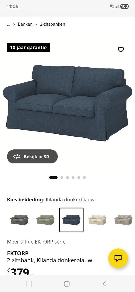 Ikea 2zits bank Ektorp, Huis en Inrichting, Ophalen, 150 tot 200 cm, Tweepersoons, 75 tot 100 cm