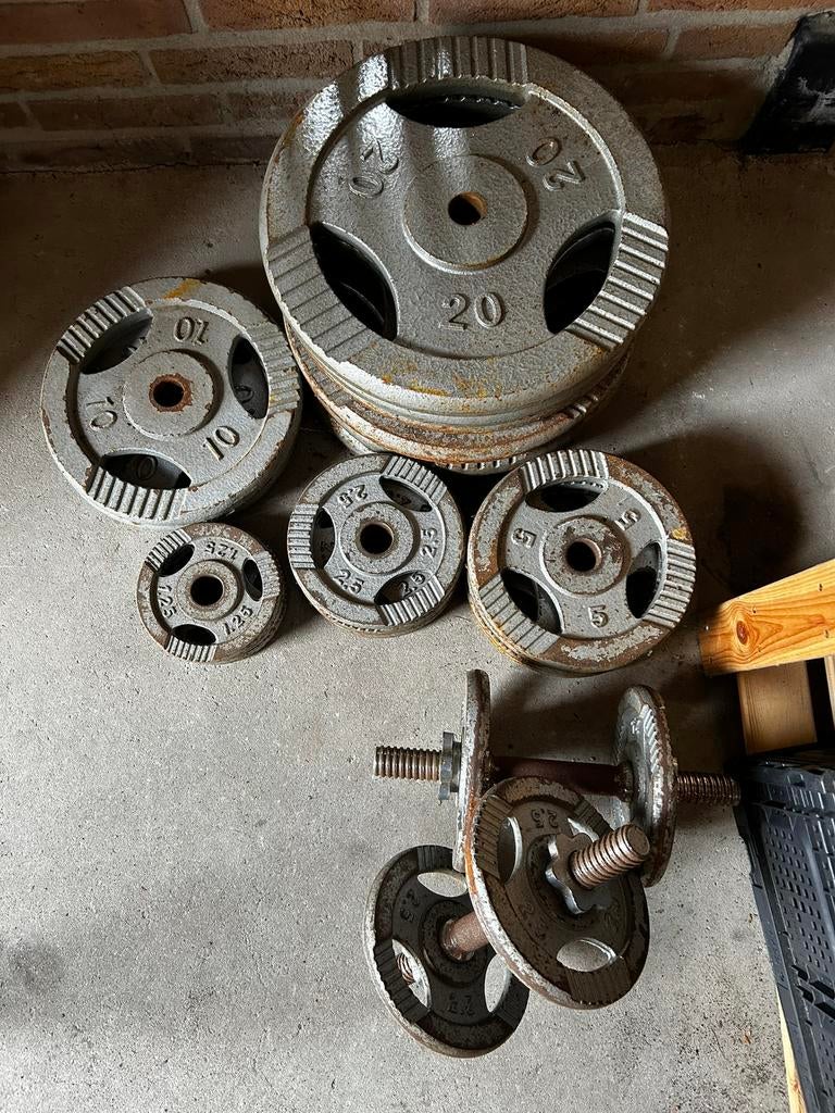 Dumbells, halterstang en gewichten, Sport en Fitness, Fitnessmaterialen, Ophalen of Verzenden, Zo goed als nieuw, Halterset