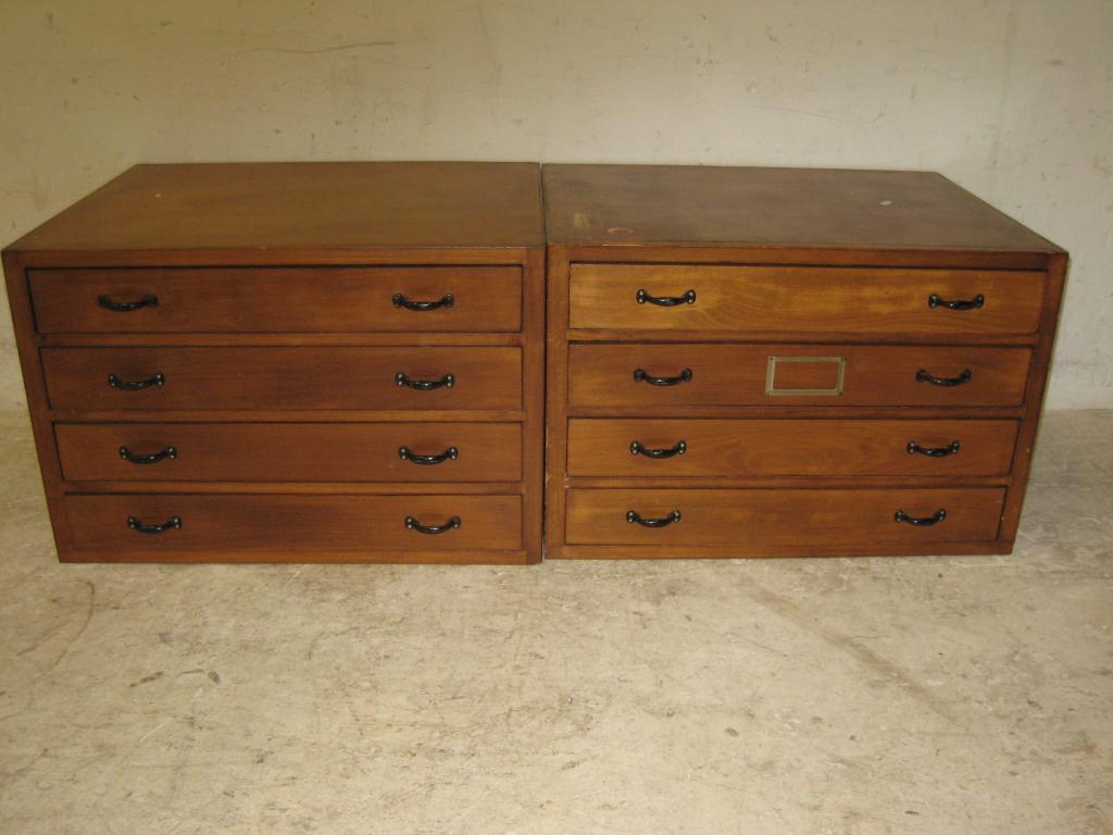 2 houten ladenkastjes met elk 4 laatjes, Niet ingevuld, Gebruikt, Niet ingevuld, Niet ingevuld