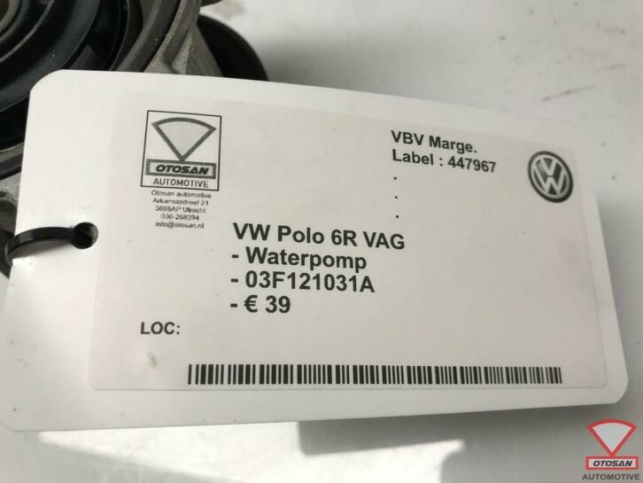 vw polo 6r waterpomp 03f121031a, Gebruikt, Volkswagen, Volkswagen AG, Berliner Ring 2
38440  Wolfsburg, DE