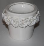 Sia lepelvaasje bloempot brocante look roosjes porselein, Wit, Aardewerk of Porselein, Nieuw, Ophalen of Verzenden